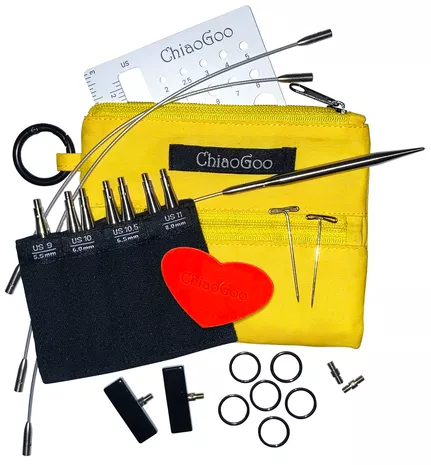 Set d'aiguilles interchangeables Twist Shorties Large Jaune (5.5 - 8 mm) - ChiaoGoo