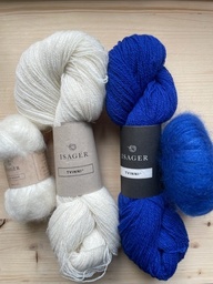 KIT Lace Loop Sweater  (S-M, Ecru/Bleu klein)