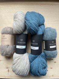 KIT Lace Loop Sweater  (XXL, Beige/bleu moyen)