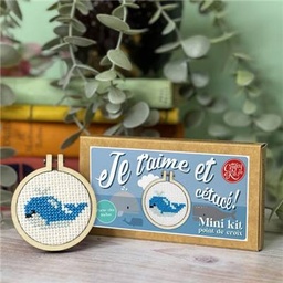 Mini Kit Point de Croix (Je t'aime et cétacé!)