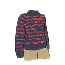 Kit Mikala Sweater - Le Knit (Navy blue-Salmon, XXS-XS)
