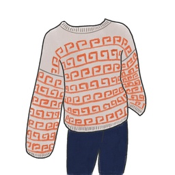 Kit Athene Sweater - Petite Knit (Ecru/Orange, XXS-XS)