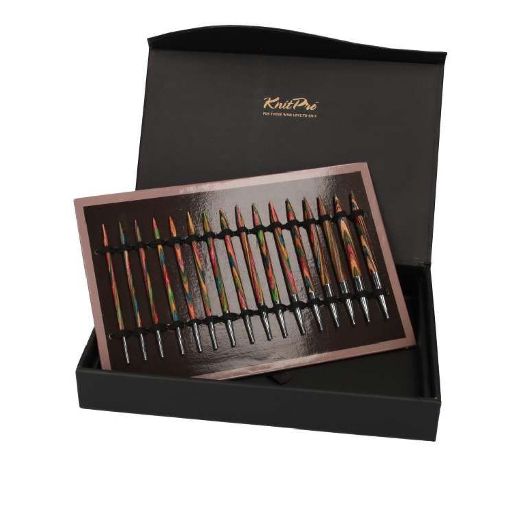Knit Pro - Deluxe Set d'aiguilles à tricoter circulaires interchangeables en bois